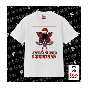 Stranger Things Christmas, Κλασικό T-Shirt, διπλής ραφής, χωρίς πλευρικές ραφές ΛΕΥΚΟ από 100% βαμβάκι. Vegan & OEKO-TEX πιστοποιημένο.