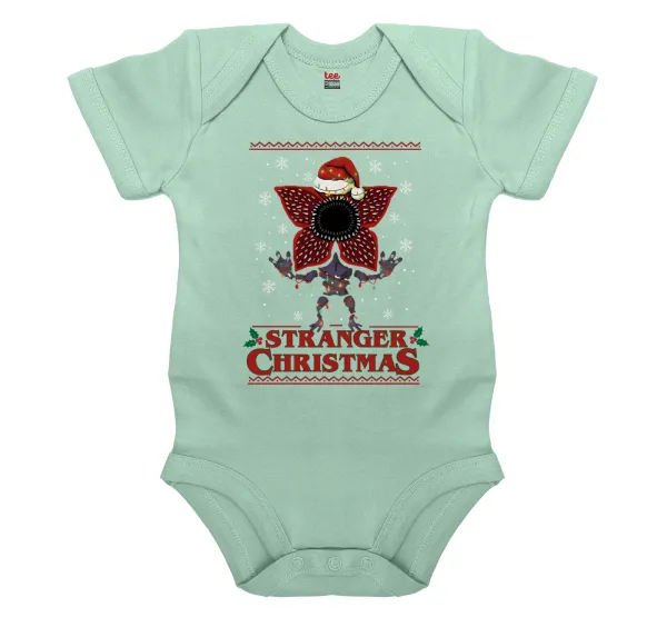 Stranger Things Christmas — Βρεφικό φορμάκι μωρού, 0-18 μηνών, mint, 100% Organic Cotton, κοντομάνικο