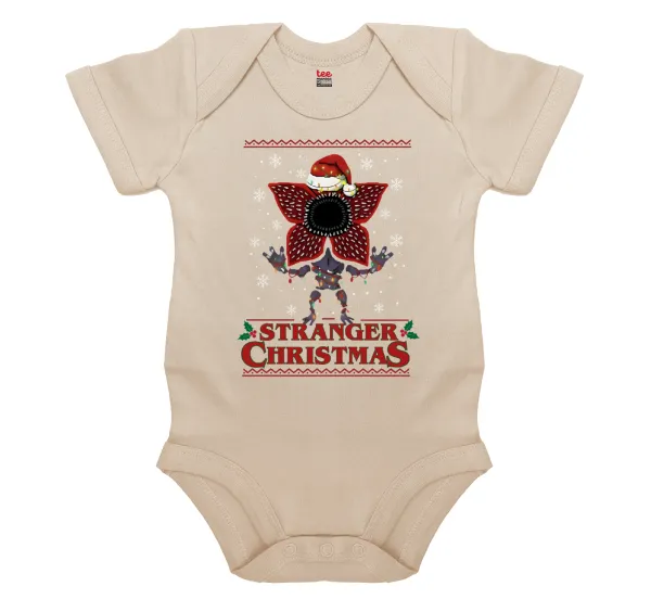Stranger Things Christmas — Βρεφικό φορμάκι μωρού, 0-18 μηνών, Natural, 100% Organic Cotton, κοντομάνικο
