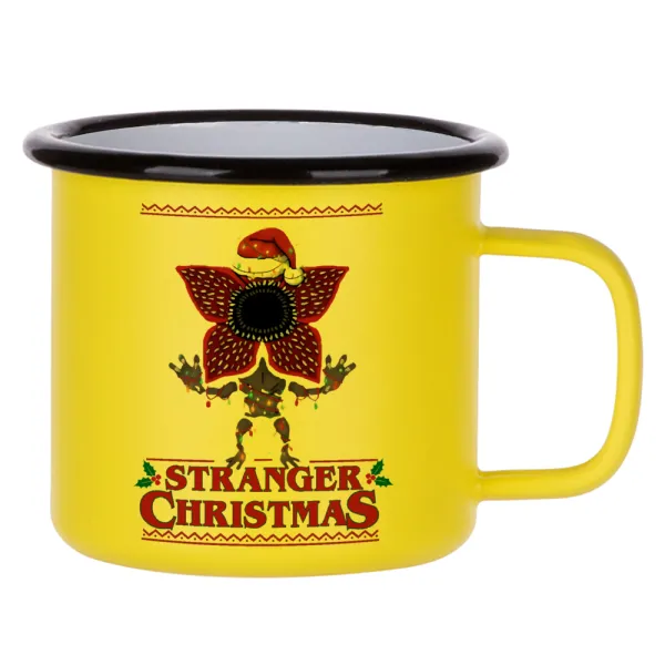 Stranger Things Christmas — Κούπα Μεταλλική εμαγιέ ΜΑΤ Κίτρινη 360ml