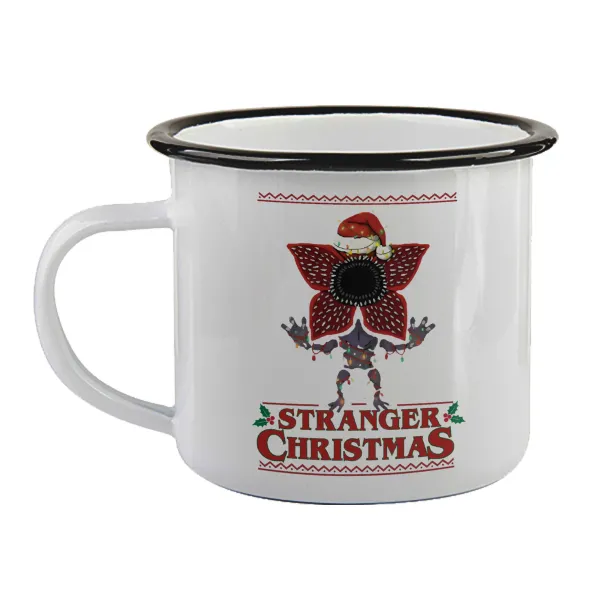 Stranger Things Christmas — Κούπα εμαγιέ με μαύρο χείλος 360ml