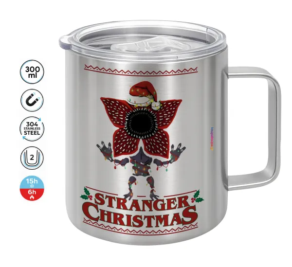 Stranger Things Christmas — Double-walled stainless steel mug 300ml with temperature-retaining lid