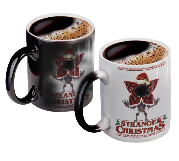 Stranger Things Christmas — Color changing magic Mug, ceramic, 330ml when adding hot liquid inside, the black colour desappears (1 pcs)