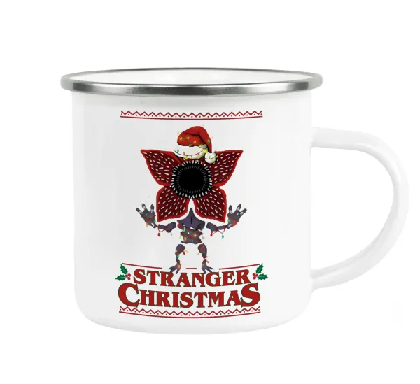 Stranger Things Christmas — Κούπα Μεταλλική εμαγιέ λευκη 360ml