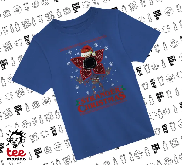 Stranger Things Christmas — ΜΠΛΕ Παιδικό T-Shirt από 100% βαμβάκι, για κάθε μέρα. Vegan & OEKO-TEX πιστοποιημένο.