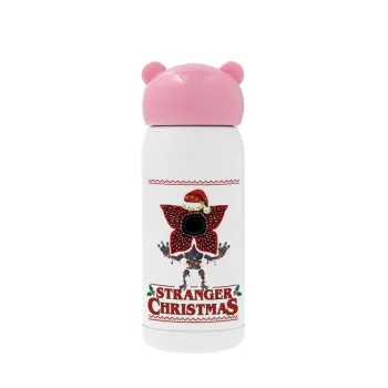 Stranger Things Christmas, Ροζ ανοξείδωτο παγούρι θερμό (Stainless steel), 320ml
