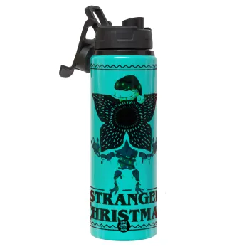 Stranger Things Christmas, Μεταλλικό παγούρι νερού με καπάκι ασφαλείας, αλουμινίου 850ml