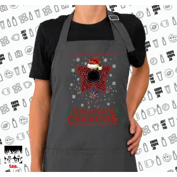 Stranger Things Christmas, Ποδιά μακριά Σεφ ολόσωμη με τσέπες GREY (ΕΝΗΛΙΚΩΝ)