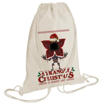 Stranger Things Christmas, Τσάντα πλάτης πουγκί GYMBAG natural (28x40cm)