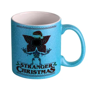 Stranger Things Christmas, Κούπα Σιέλ Glitter που γυαλίζει, κεραμική, 330ml
