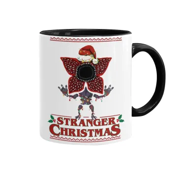 Stranger Things Christmas, Κούπα χρωματιστή μαύρη, κεραμική, 330ml