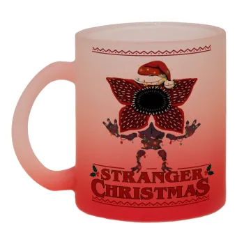 Stranger Things Christmas, Κούπα γυάλινη δίχρωμη με βάση το κόκκινο ματ, 330ml