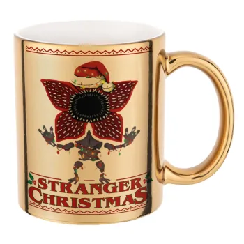 Stranger Things Christmas, Κούπα κεραμική, χρυσή καθρέπτης, 330ml