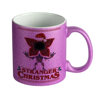 Stranger Things Christmas, Κούπα Μωβ Glitter που γυαλίζει, κεραμική, 330ml