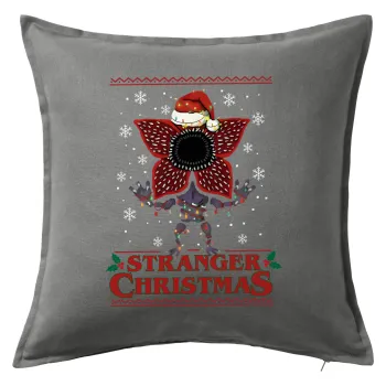 Stranger Things Christmas, Μαξιλάρι καναπέ Γκρι 100% βαμβάκι, περιέχεται το γέμισμα (50x50cm)