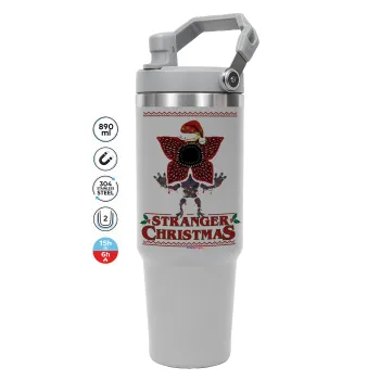 Stranger Things Christmas, GREY color, 890ml (30oz) stainless Steel Tumbler with Handle