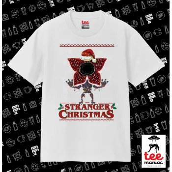 Stranger Things Christmas, Κλασικό T-Shirt, διπλής ραφής, χωρίς πλευρικές ραφές ΛΕΥΚΟ από 100% βαμβάκι. Vegan & OEKO-TEX πιστοποιημένο.