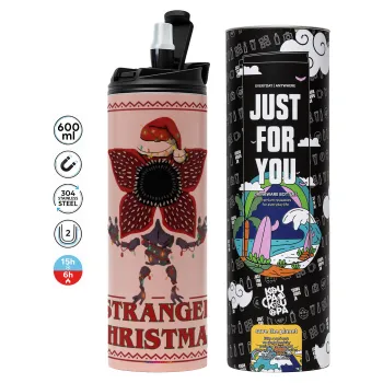 Stranger Things Christmas, Tumbler stainless steel PINK 600ml