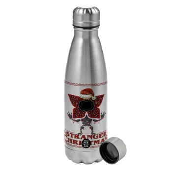 Stranger Things Christmas, Metallic water bottle, stainless steel, 750ml