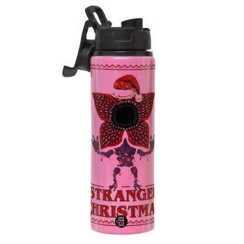 Stranger Things Christmas, Μεταλλικό παγούρι νερού με καπάκι ασφαλείας, αλουμινίου 850ml