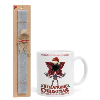Stranger Things Christmas, Easter Set, Ceramic Cup (330ml) & Easter aromatic flat candle (30cm) (GRAY)