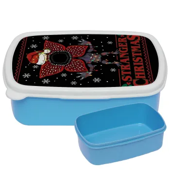 Stranger Things Christmas, ΜΠΛΕ παιδικό δοχείο φαγητού (lunchbox) πλαστικό (BPA-FREE) Lunch Βox M18 x Π13 x Υ6cm