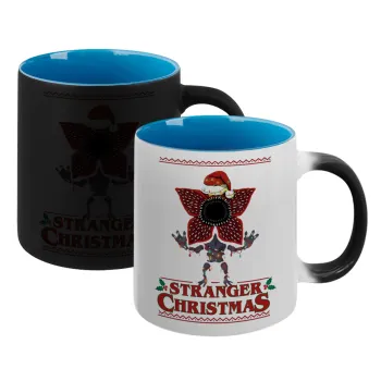 Stranger Things Christmas, Κούπα Μαγική εσωτερικό μπλε, κεραμική 330ml που αλλάζει χρώμα με το ζεστό ρόφημα