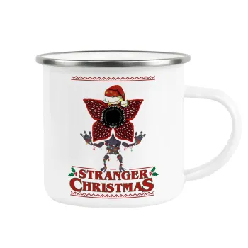 Stranger Things Christmas, Κούπα Μεταλλική εμαγιέ λευκη 360ml