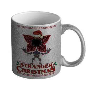Stranger Things Christmas, Κούπα Ασημένια Glitter που γυαλίζει, κεραμική, 330ml