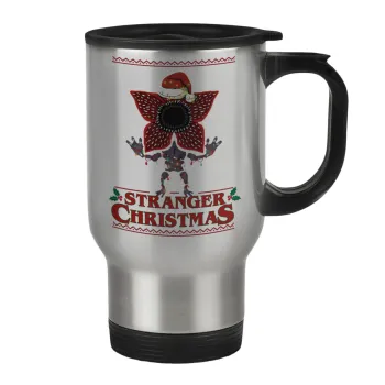 Stranger Things Christmas, Κούπα ταξιδιού ανοξείδωτη με καπάκι, διπλού τοιχώματος (θερμό) 450ml