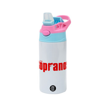 The Sopranos, Παιδικό παγούρι θερμό, ανοξείδωτο, με καλαμάκι ασφαλείας, Ροζ/Σιελ (360ml) BPA FREE