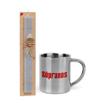 The Sopranos, Easter Set, metallic thermal cup (300ml) & Easter aromatic flat candle (30cm) (GRAY)