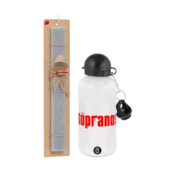 The Sopranos, Πασχαλινή Λαμπάδα με παγούρι μεταλλικό  αλουμινίου (500ml) & κερί αρωματικό πλακέ (30cm) (ΓΚΡΙ)