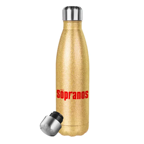 The Sopranos — Glitter gold stainless steel thermos bottle, double-walled, 500ml
