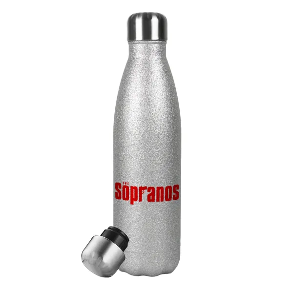 The Sopranos — Metallic Glitter Silver Thermos Flask (Stainless steel), double-walled, 500ml