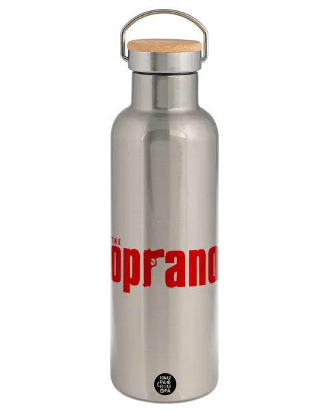 The Sopranos — Stainless steel Silver with wooden lid (bamboo), double wall, 750ml