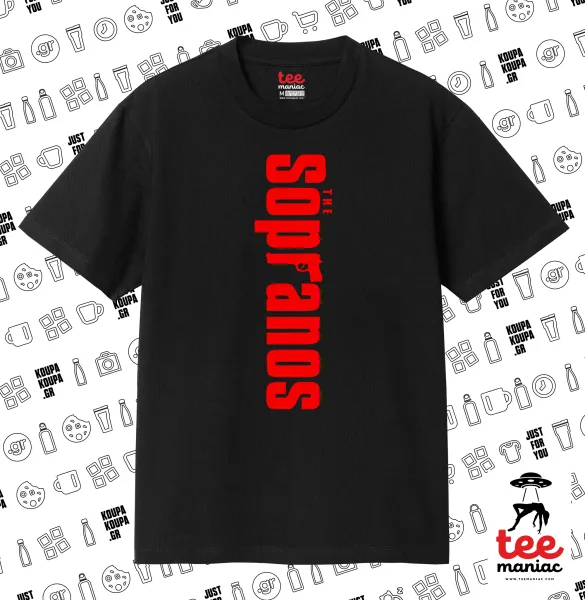 The Sopranos — ΜΑΥΡΟ Κλασικό T-Shirt, διπλής ραφής, χωρίς πλευρικές ραφές από 100% βαμβάκι. Vegan & OEKO-TEX πιστοποιημένο.
