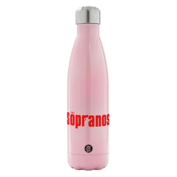 The Sopranos, Μεταλλικό παγούρι θερμός Ροζ Ιριδίζον (Stainless steel), διπλού τοιχώματος, 500ml