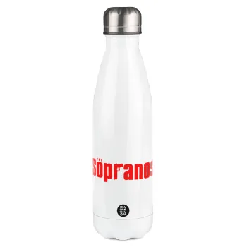 The Sopranos, Μεταλλικό παγούρι θερμός Λευκό (Stainless steel), διπλού τοιχώματος, 500ml
