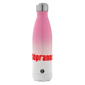 The Sopranos, Μεταλλικό παγούρι θερμός Ροζ/Λευκό (Stainless steel), διπλού τοιχώματος, 500ml
