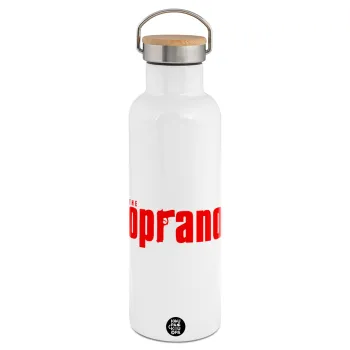 The Sopranos, Stainless steel White with wooden lid (bamboo), double wall, 750ml