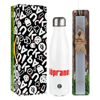 The Sopranos, Easter candle, metallic white thermos bottle (500ml) & aromatic flat candle (30cm) (GRAY)