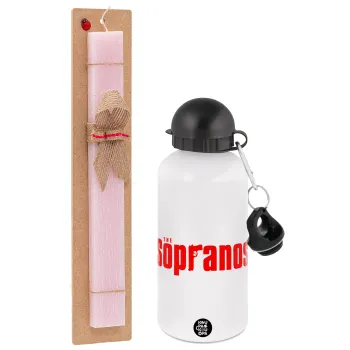 The Sopranos, Easter Set, metallic aluminum bottle (500ml) & aromatic flat Easter candle (30cm) (PINK)