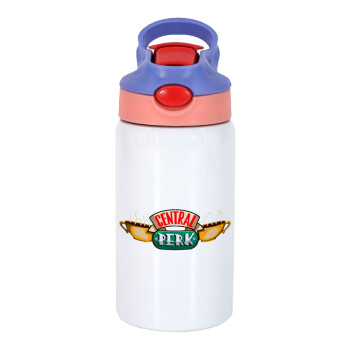 Central perk, Children's hot water bottle, stainless steel, with safety straw, pink/purple (350ml)