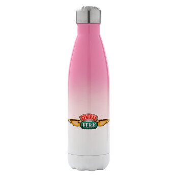 Central perk, Metal mug thermos Pink/White (Stainless steel), double wall, 500ml