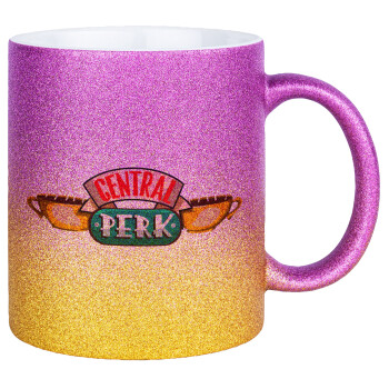 Central perk, Κούπα Χρυσή/Ροζ Glitter, κεραμική, 330ml