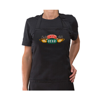 Central perk, Ποδιά μακριά Σεφ ολόσωμη με τσέπες Μαύρη (ΕΝΗΛΙΚΩΝ)