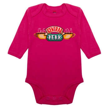 Central perk, Μακρυμάνικο βρεφικό φορμάκι, 0-18 μηνών, ΡΟΖ, 100% Organic Cotton