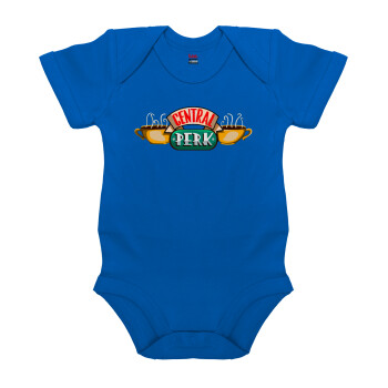 Central perk, Βρεφικό φορμάκι μωρού, Μπλε Κοβαλτίου, 100% Organic Cotton, κοντομάνικο