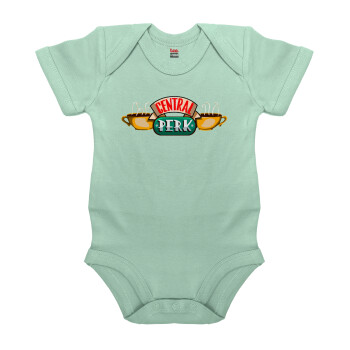 Central perk, Βρεφικό φορμάκι μωρού, 0-18 μηνών, mint (Μέντα), 100% Organic Cotton, κοντομάνικο